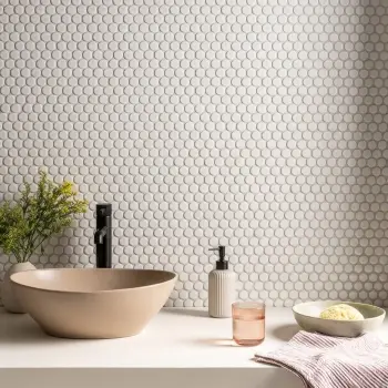 White Gloss Porcelain Penny Round Mosaic 294x315mm