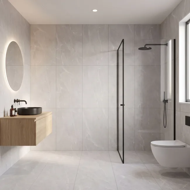 Capella Light Grey Stone Look Matt Ceramic Tile 400x800mm