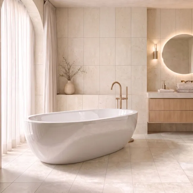 La-Borne Ivory Stone Look Slip Resistant Porcelain Tile 298x600mm