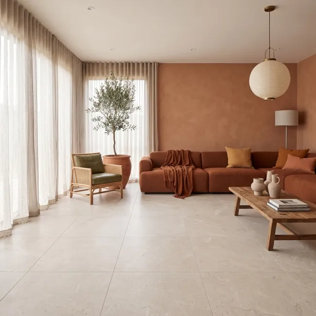 Mons Ivory Limestone Look Matt Porcelain Tile 600x600mm