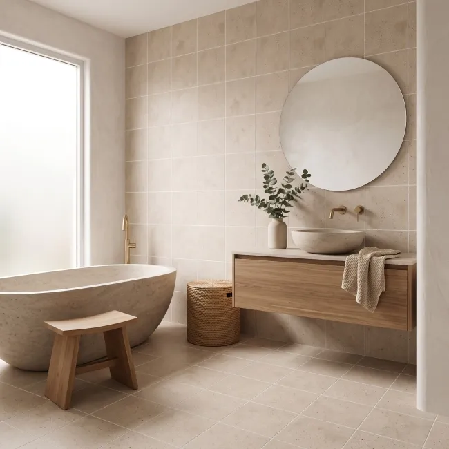 Cassio Beige Stone Look Matt Porcelain Tile 600x600mm