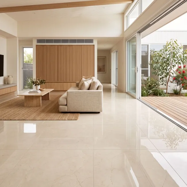 Imperium Ivory Marble Look Polished Porcelain Tile 1200x1200mm