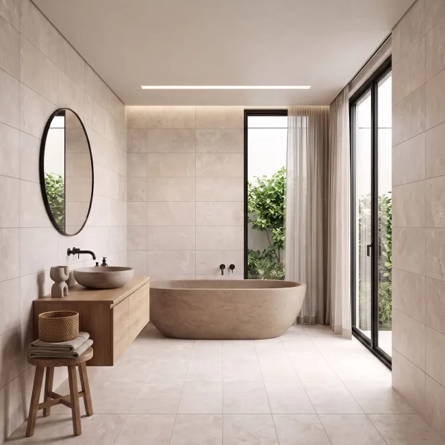 Brugge Ivory Stone Look Matt Porcelain Tile 300x600mm