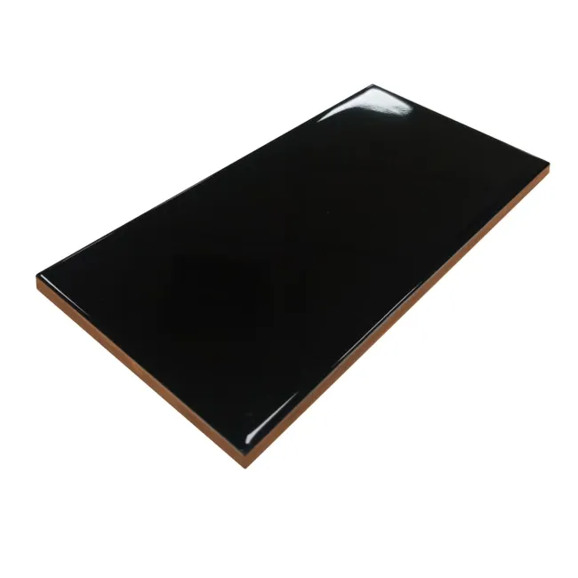 Mini Metro Flat Black Gloss Ceramic Wall Tile 75x150mm