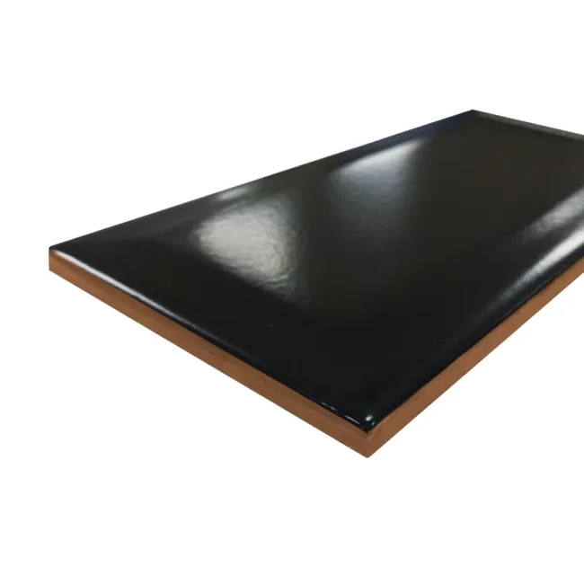 Mini Metro Bevelled Black Matt Ceramic Wall Tile 75x150mm