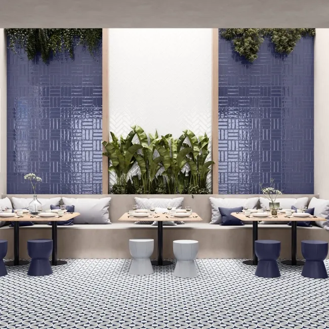 Olympia Blue Mixed Pattern Look Slip Resistant Porcelain Tile 200x200mm