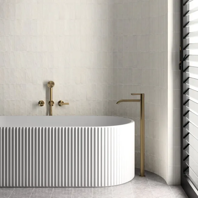 Sabbia White Stone Brick Look Matt Ceramic Tile 65x200mm