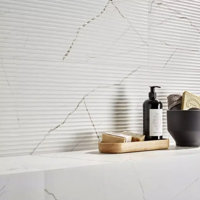 Roca Lincoln Decor White Marble Look Matt Ceramic Tile 300x600mm