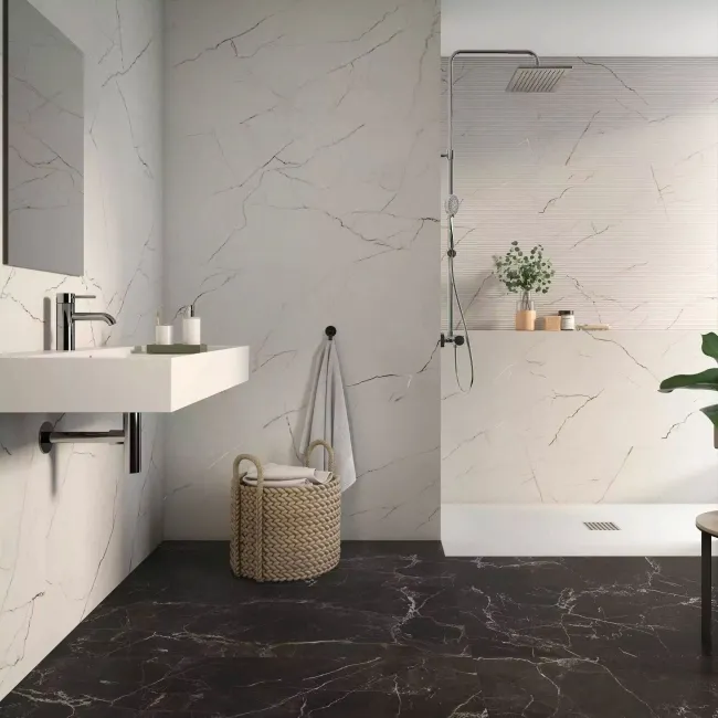 Roca Lincoln Decor White Marble Look Matt Ceramic Tile 300x600mm