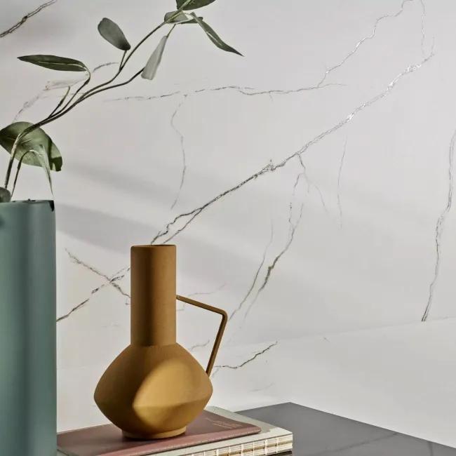 Roca Lincoln White Marble Look Matt Large Porcelain Tile 600x1200mm