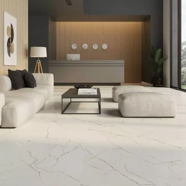 Roca Lincoln White Marble Look Matt Large Porcelain Tile 600x1200mm