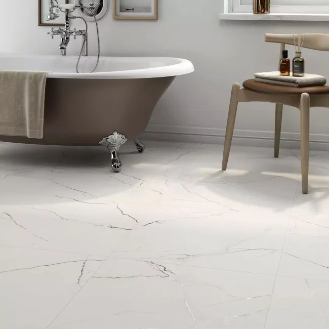 Roca Lincoln White Marble Look Matt Porcelain Tile 600x600mm