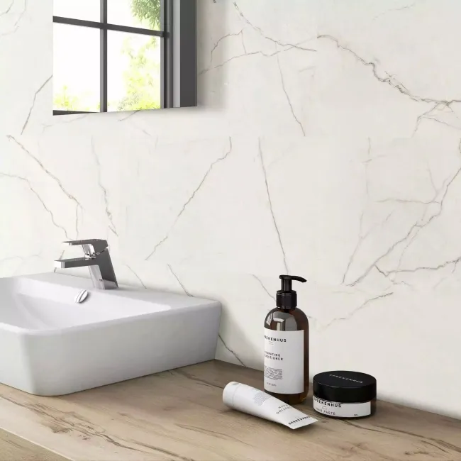 Roca Lincoln White Marble Look Matt Porcelain Wall & Floor Tile 300x600mm