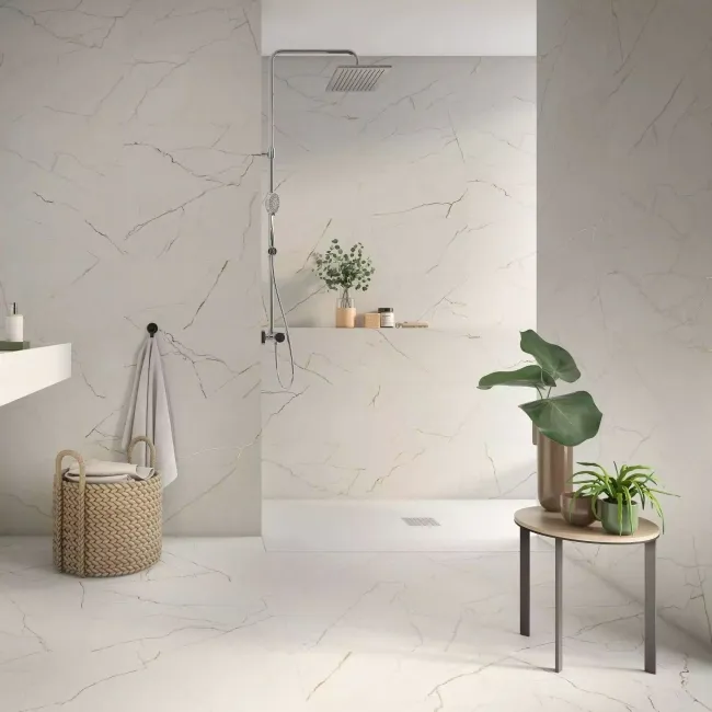 Roca Lincoln White Marble Look Matt Porcelain Wall & Floor Tile 300x600mm