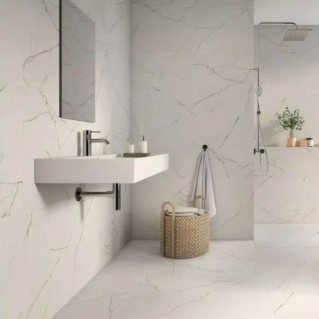 Roca Lincoln White Marble Look Matt Porcelain Wall & Floor Tile 300x600mm