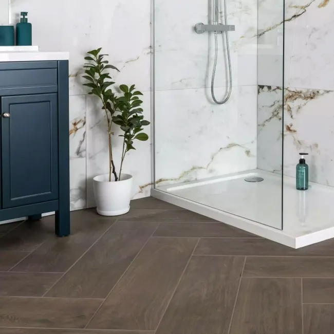Barnaby White Marble Look Polished Porcelain Tile 600x1200mm