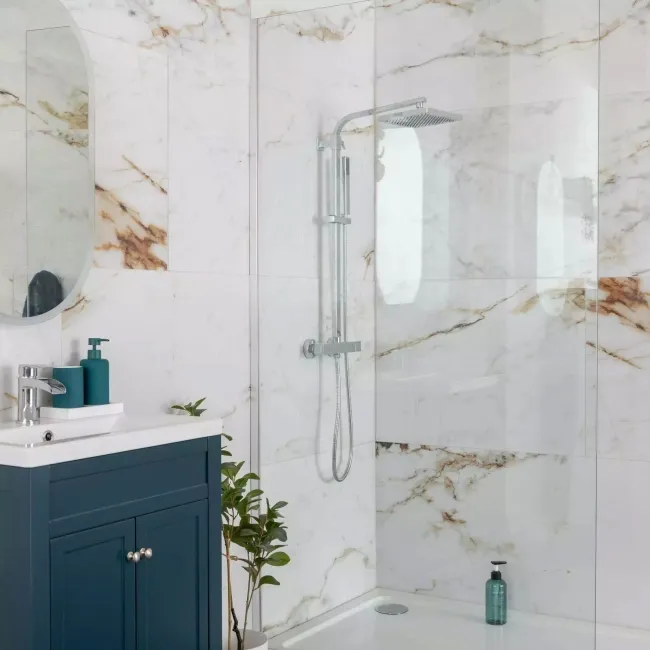 Barnaby White Marble Look Polished Porcelain Tile 600x1200mm