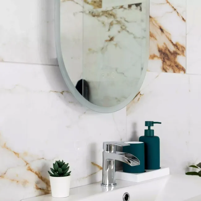 Barnaby White Marble Look Polished Porcelain Tile 600x1200mm
