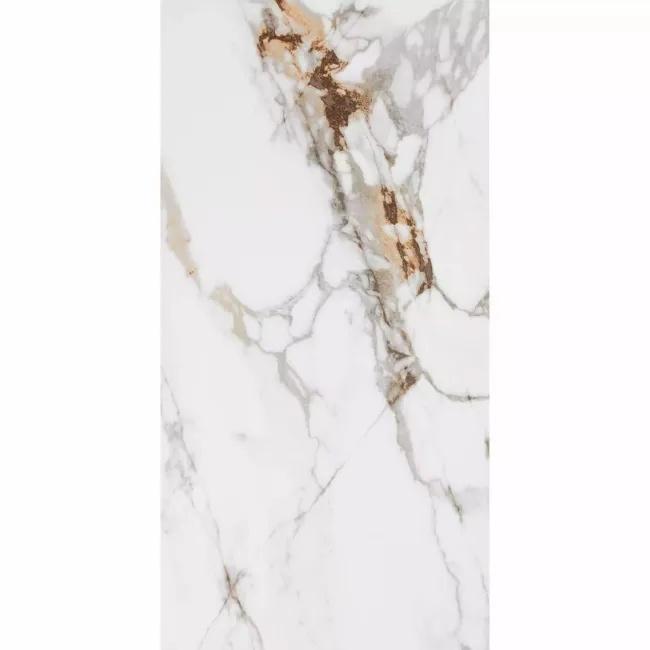 Barnaby White Marble Look Polished Porcelain Tile 600x1200mm