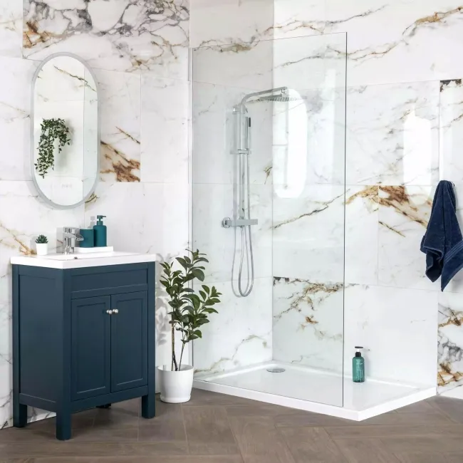 Barnaby White Marble Look Polished Porcelain Tile 600x1200mm