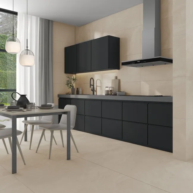 Sena Beige Cross Travertine Look Matt Porcelain Tile 600x1200mm