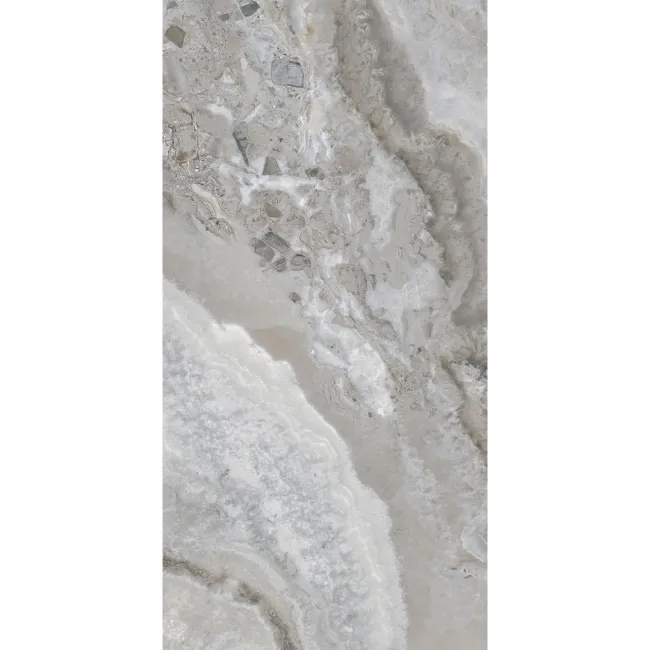 Royal Onyx Look Grey Polished Porcelain Tile 600x1200mm