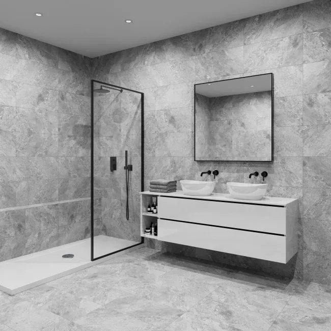 Oriza Grey Stone Look Matt Porcelain Tile 300x600mm
