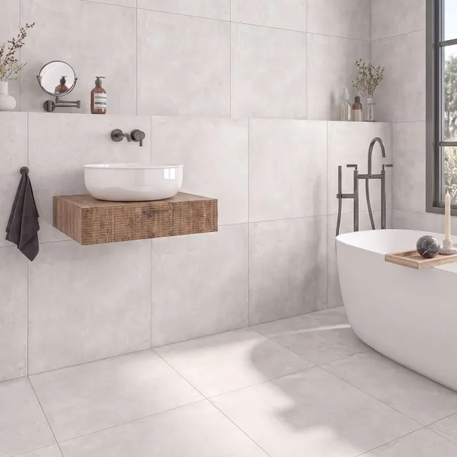 Galactic Grey Concrete Look Slip Resistant Porcelain Tile 600x600mm