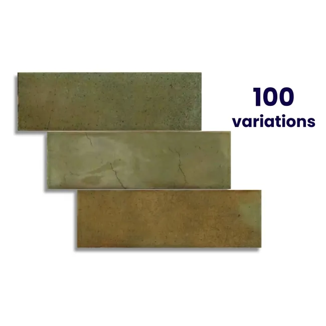 Luma Olive Green Gloss Ceramic Wall Tile 65x200mm