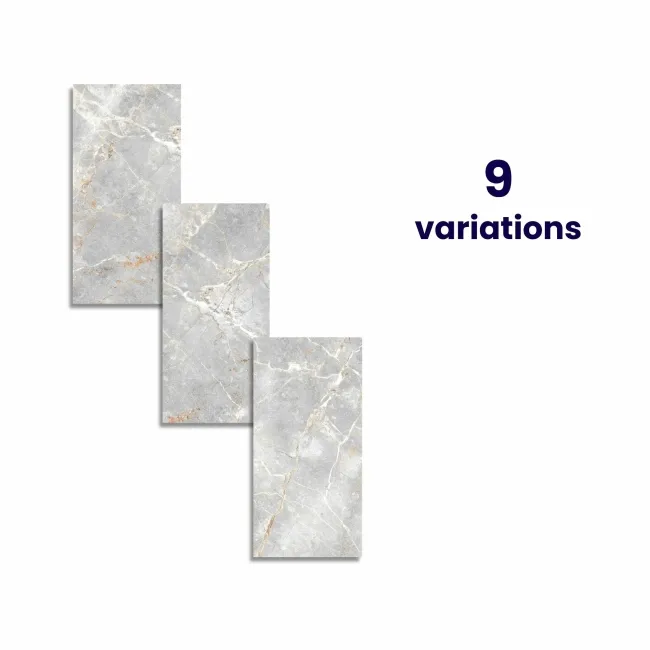 Harmony Light Grey Marble Look Matt Porcelain Tile 600x1200mm