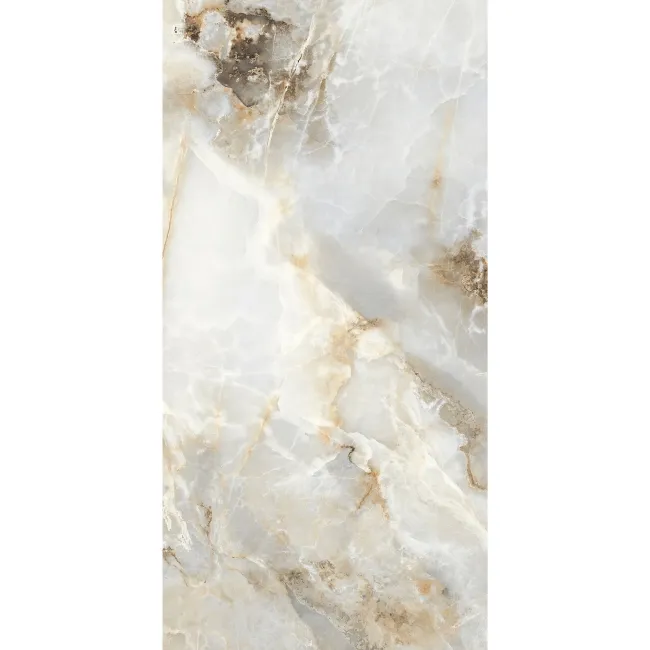 Arty Light Grey Onyx Marble Look Polished Porcelain Tile 600x1200mm