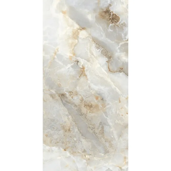 Arty Light Grey Onyx Marble Look Polished Porcelain Tile 600x1200mm