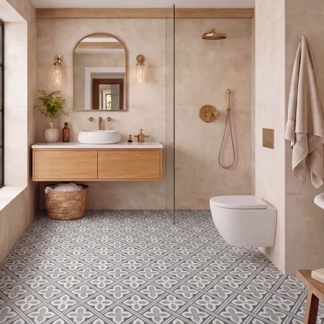 Atenea Grey Mixed Pattern Look Slip Resistant Porcelain Tile 200x200mm
