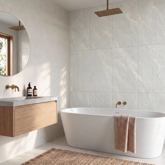 Capella Ivory Decor Stone Look Matt Ceramic Tile 400x800mm