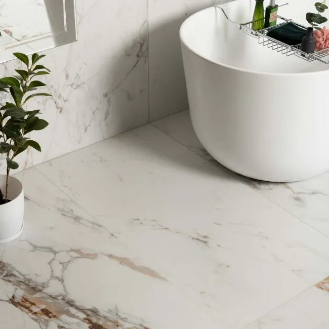 Barnaby White Marble Look Matt Porcelain Tile 600x1200mm