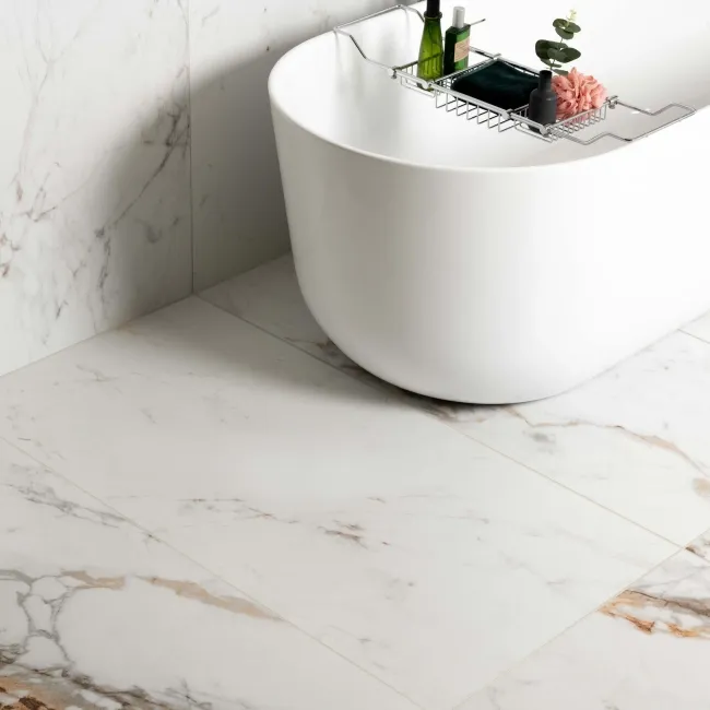 Barnaby White Marble Look Matt Porcelain Tile 600x1200mm