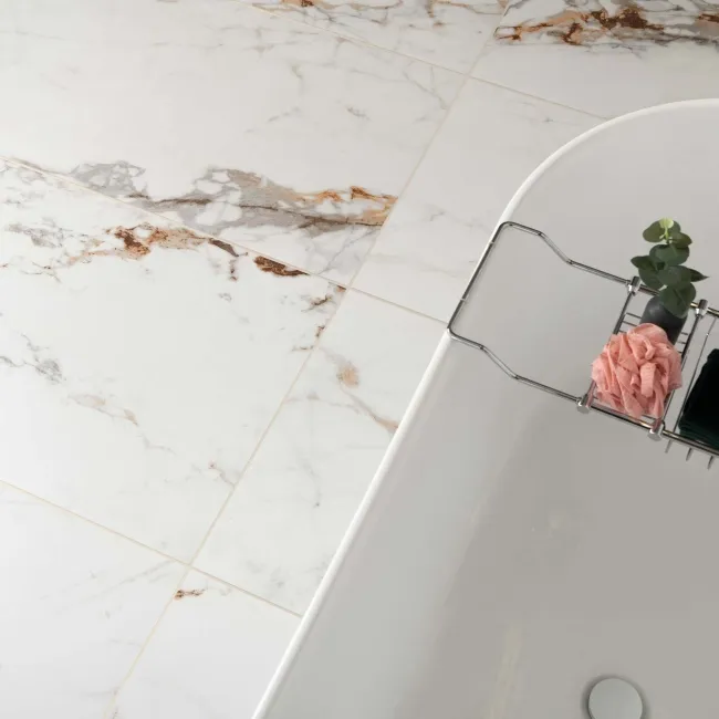 Barnaby White Marble Look Matt Porcelain Tile 600x1200mm