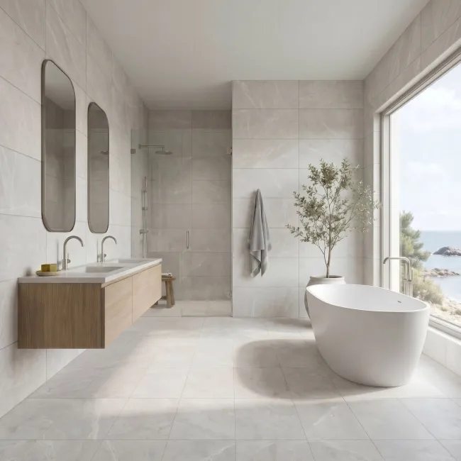 Capella Ivory Stone Look Matt Ceramic Tile 400x800mm