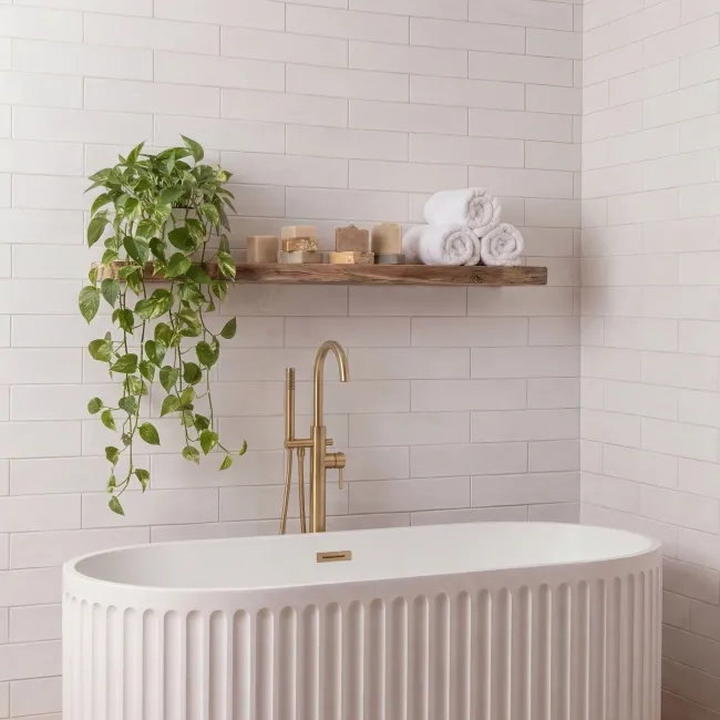 Cottage White Brick Look Gloss Ceramic Tile 75x300mm
