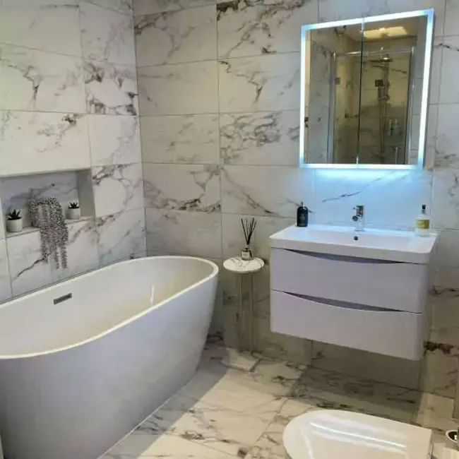 Barnaby White Marble Look Matt Porcelain Tile 300x600mm