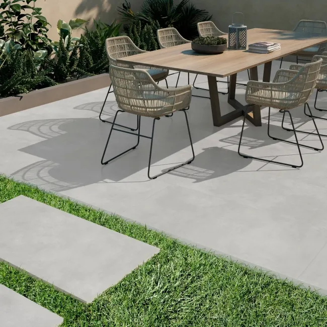 Etna Light Grey Concrete Look Slip Resistant Porcelain Outdoor Pavers 600x900mm