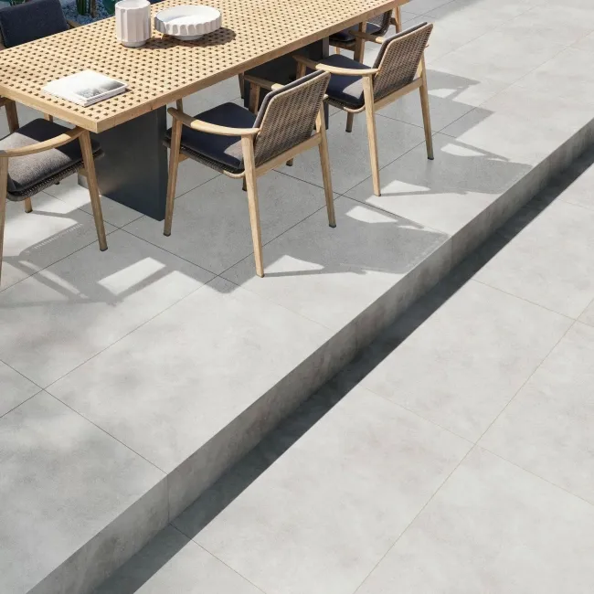 Etna Light Grey Concrete Look Slip Resistant Porcelain Outdoor Pavers 600x900mm