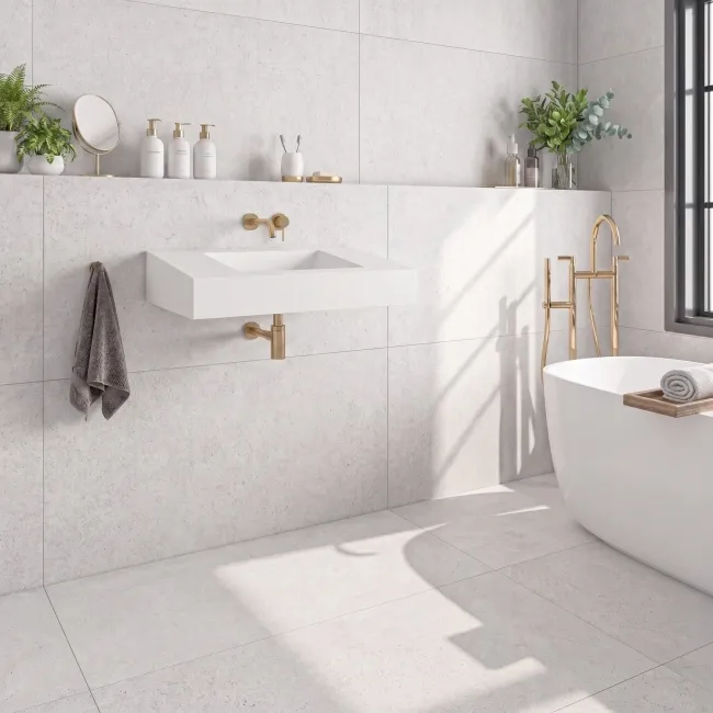 Galactic White Concrete Look Slip Resistant Porcelain Tile 1200x600mm
