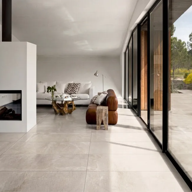 Granada White Limestone Look Matt Porcelain Tile 600x1200mm
