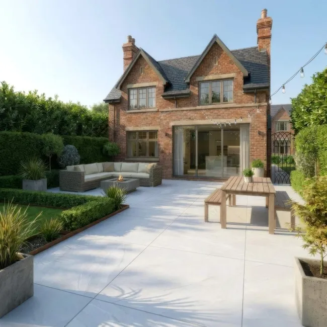 Halley White Concrete Look Slip Resistant Porcelain Outdoor Pavers 1000x1000mm