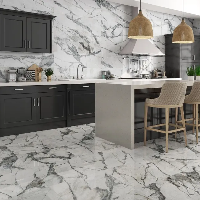 Invisible White Marble Gloss Vitrified Ceramic Tile 600x600mm