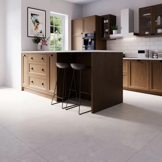 Lightstone White Stone Look Matt Porcelain Tile 800x800mm