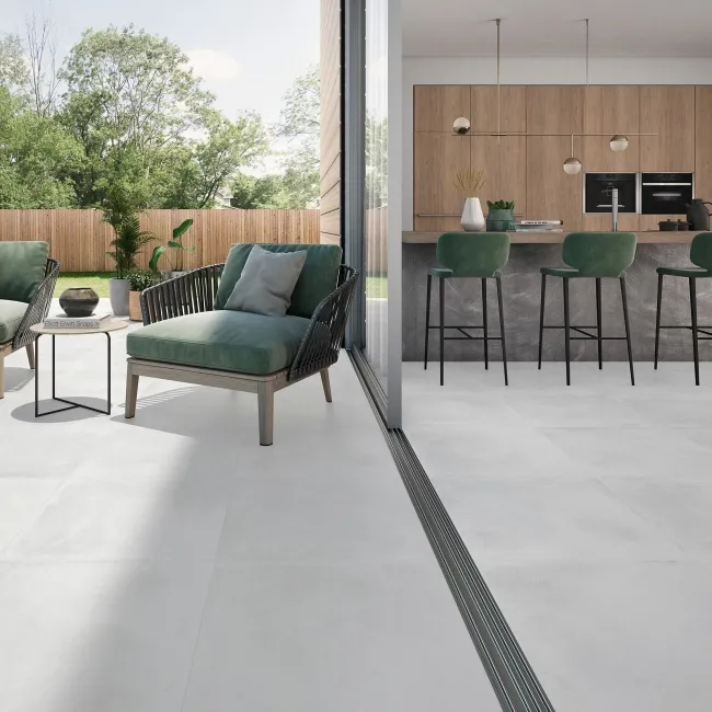 Maddox White Concrete Look Slip Resistant Porcelain Tile 605x605mm