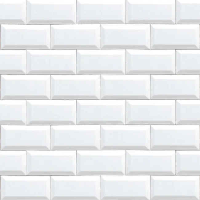 Mini Metro Bevelled White Matt Ceramic Wall Tile 75x150mm