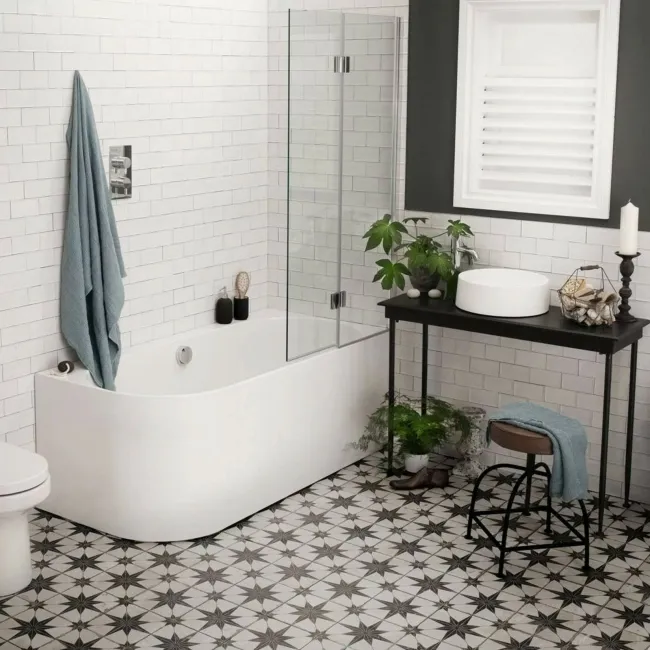 Metropolis Star Black Patterned Matt Ceramic Tile 450x450mm